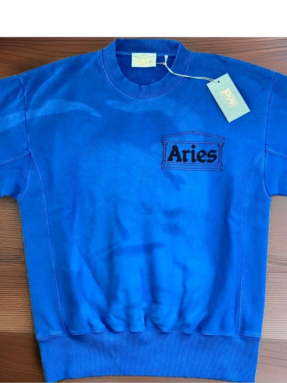 Aries Sunbleached Temple Sweatshirt, Blue, Size Small, New With Tags